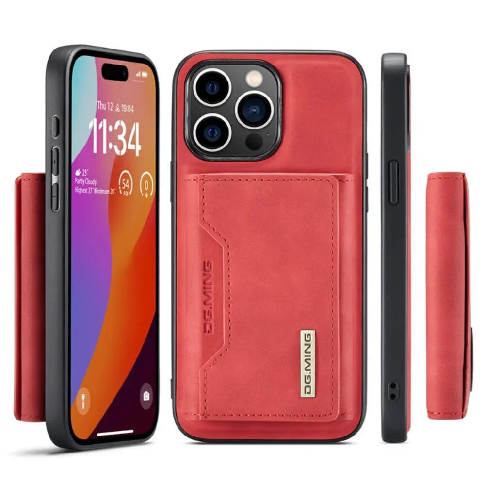DG.MING M2 For‎ iPhone 15 Pro Max Case with Detachable Magnetic Trifold Card Bag